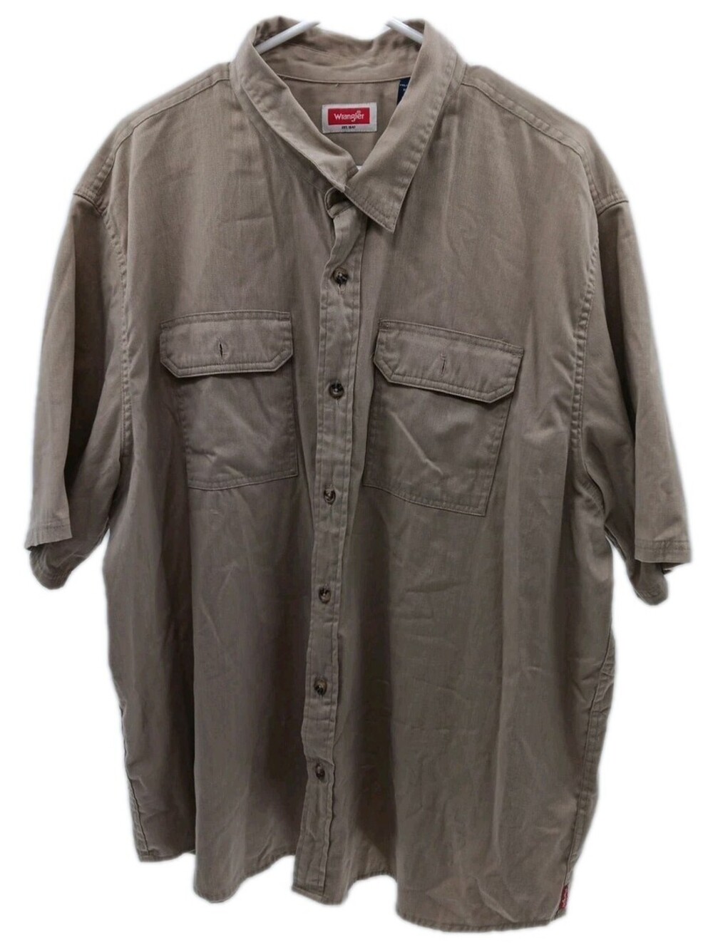 Wrangler Shirt Men's 2XL Tan Casual Short Sleeve Button Down Western Outdoor